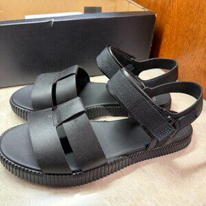 sorel ona ave ankle strap flat sandal * black * new in box * size 10